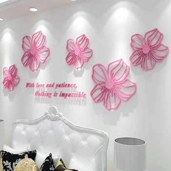 Móda kvety akryl foto stene nálepku tvorivé osobnosti 3D nálepky spálňa posteli pozadí ploche steny, dekorácie