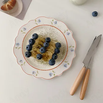 Európska Keramické Dosky Ručne Maľované Dekoratívne Kvety Raňajky Chlieb Pan Moderný Dom Štýl Ploche Ovocný Šalát Dosky