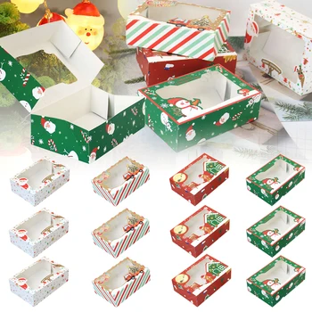 Vianočný Darček Box Cookie Boxy Pekáreň Darčekové Krabice Nový Štýl Papierové Krabice Vianočné Cukrovinky Box 12Pcs/pack