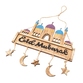 Drevený Prívesok Ornament Star Ozdoby Visí Ramadánu Eid Mubarak Dekorácie Nový Štýl