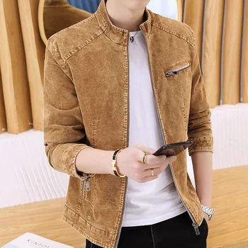 Pánske sako retro denim bunda jarná bunda mládeže bežné bunda muž kórejská verzia trend čistého farba vonkajšie nosenie