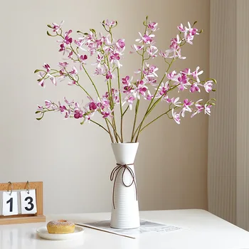 NOVÉ Cymbidium hybridum Orchidea hodváb Umelé Kvety, Dekorácie indie izba dekor flores artificiales