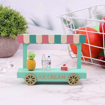 Domček pre bábiky Miniatúrne Drevené Ice Cream Van Málo Dekoratívne Miniatúrne Scény Prop pre Plavidlá typu 