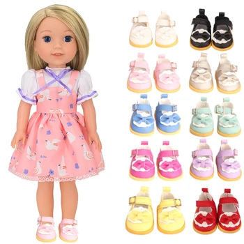 5 cm Hračky, bábiky topánky pre 14 palcov American doll príslušenstvo Bowknot kožené topánky Ružová, červená, čierna, zlaté Dievča darček