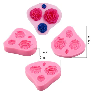 3D 4 rose tvar silikónové cake zdobenie nástroj kremíka formy Eco-Friendly fondant dekoračné doplnky strany
