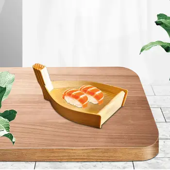 Drevené Sushi Lode Zásobník Slúži Tanier Riad Nástroj Jedlo Kreatívne Ručné pre Rastlinné Pare alebo vo vode, Ryby, Pečivo, Dezerty
