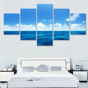 Bez Rámu 5 Ks Modrá Obloha, More, Maliarske Plátna Umelecké Maľovanie Na Stenu Obrázky Pre Obývacia Izba Maľovanie Na Obývacia Izba Dekor