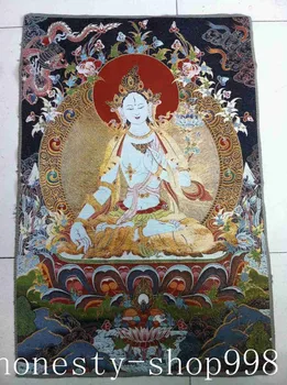 Tibete Hodváb Výšivky Umenie Budhizmu Tangka zelená tara buddha Thangka socha .