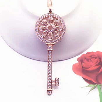 585 fialová pozlátené 14K rose gold crystal kolo kvet kľúčový prívesok neckalce pre ženy módne svadobné šperky pre priateľku