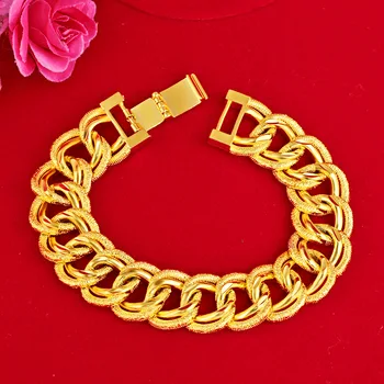 Luxus Čistého 999 Zlatá Farba Twist Náramky Šperky pre Ženy, Mužov Nikdy Nevyblednú Pozlátené Šperky Vianoce, Narodeniny, Svadobné Dary