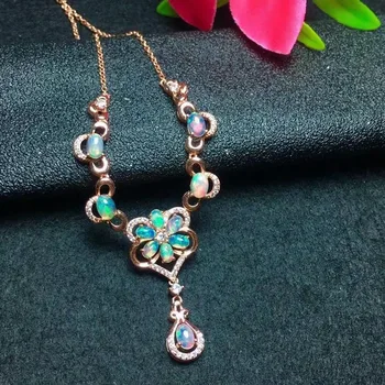 Nový Príchod Luxusné Opal náhrdelník s príveskom, 100% Prírodný Ružový Opál retiazky 925 sterling silver šperky
