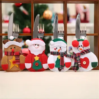 Vianočný stôl dekorácie Módne nastaviť Santa nôž a vidlička, kryt Vianočné riad