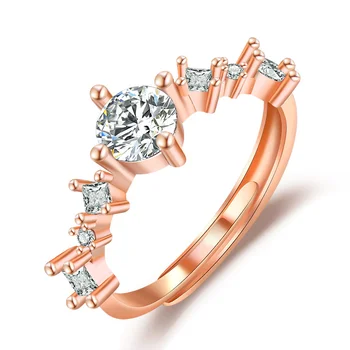 Luxusný Prsteň Štýlový Jednoduché Ružové Zlato Zirkón Prst Doplnky, Módne Lady 925 Sterling Silver Index Krúžok Žien Šperky