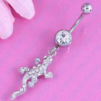 Piercing šperkov gecko visieť pupok brucho bar piercing bar klincami brucho tlačidlo krúžok 14G Nehrdzavejúcej ocele