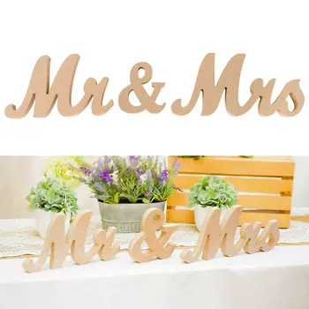 3 Ks/sada Mr & Mrs Svadobné Dekorácie Vinobranie Drevený Písmená Prihláste sa Pre Milú Tabuľka Dekor Svadobné Udalosti Strana Dodávky