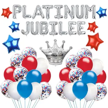 44Pcs Queens Platinums Pracovné Balóny Nastaviť Úniu Jack Zábavnom Dekorácie Queens 70. Výročia Dekorácie Úniu Jack