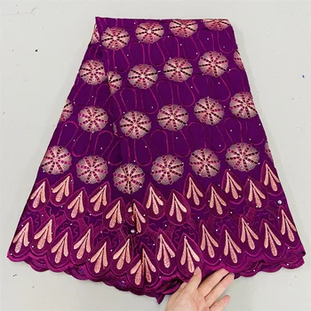 Švajčiarskej Čipky Tkanina Bavlna Materiál Afriky Voile Textílie, Čipky Pre Ženy Šaty 5 Metrov/veľa