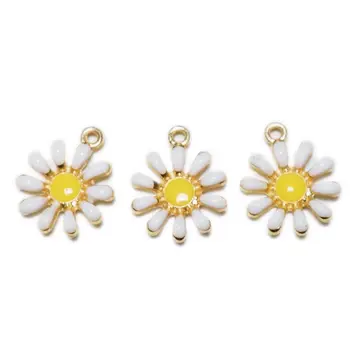 Biele Malé Daisy Kvet Prívesok Smalt kórejský Charms DIY Šperky Príslušenstvo Pre Ručné Náhrdelník Keychains