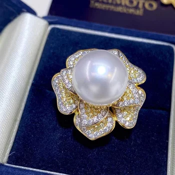 D712 Pearl Krúžok Jemné Šperky Kolo 12-13mm Prírodná sladká Voda, Biele Perly Prstene pre Ženy, Darčeky