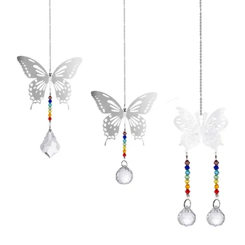 Motýľ Crystal Prism Rainbow Maker s Multi-Farebné Guľôčky Visí Suncatcher Ornament na Záhrade Okno Auta, Svadobné Rastliny