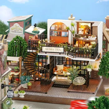 DIY Doll House Kabíne Jungle Moo Čaj Nádherné Nábytok Nábytok Scenár Simulácie Mini Svete Retro Simulácia Dizajn