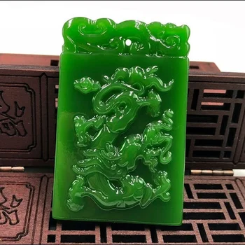 Prírodné Zelené Ručne Vyrezávané Zverokruhu Jade Dragon Prívesok Módne Šperky Mužov a Žien Zverokruhu Dragon Náhrdelník