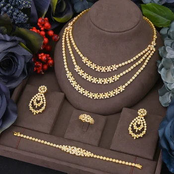 Soramoore Slávnej Značky 3L ayers Luxusné Afriky Šperky Sady Pre Ženy, Svadobné Party Zirkón Crystal Dubaj Svadobné Šperky Set Darček
