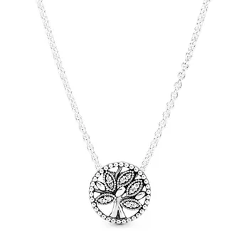 Autentické 925 Sterling Silver Momenty Strom Života S Krištáľovo Náhrdelník Pre Ženy Perličiek Kúzlo Diy Módne Šperky