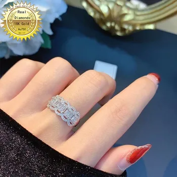 18k biele zlato Prírodné Reálne 0.750 ct diamantový prsteň Šperk Zásnubný prsteň &snubný prsteň D-A003