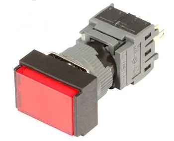 16 MM Prepínač Self-locking Kolo indikátor 5A 220VAC SPDT (1a+1b S LED ) F16-391 DIP Top červená farba, nové a originálne