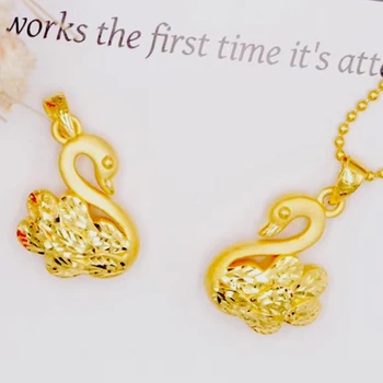 1pcs Reálne 24K Žlté Zlato Prívesok Pre Ženy Milujúce Swan 3D Ťažké Zlaté Prívesok 25*16 mm Darček