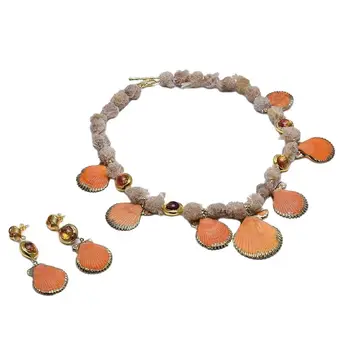 GuaiGuai Šperky Prírodné Sea Shell Perly Žlté Sklo Desert Rose Klenoty, Náušnice, Náhrdelník Letné Beach Šperky Pre Ženy Strany