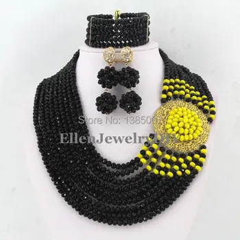 Nové Prišiel Black Crystal Nigérijský Svadobné Afriky Korálky Šperky Set WS3905