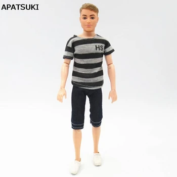 Módne oblečenie Pre Barbie Bábika Ken Zebra Pruhované Tričko + krátke Nohavice Pre Barbie Priateľ Ken Bábika Princ Ken Bábiky Oblečenie