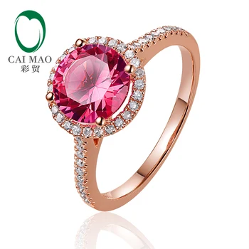 Caimao Šperky 14kt Rose Gold 2.31 ct Ružová Topaz a 0,24 ct Prírodné Diamantový Zásnubný Prsteň