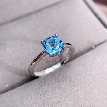 KJJEAXCMY jemné šperky S925 mincový striebro vykladané prírodné blue topaz nové dievča vintage prsteň podporu test Čínsky štýl