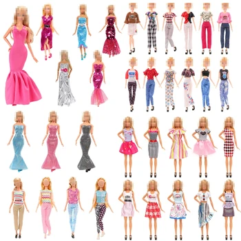 Módne Oblečenie pre Barbie 5 ks/set =2 Dlhé Morská víla Šaty +1 Krátke Šaty +2 Bežné Vyhovovali Bábiky, Príslušenstvo Hračky Darček k Narodeninám