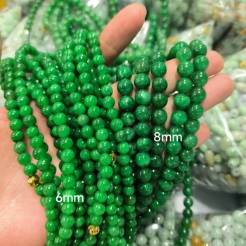1pcs/veľa Prírodných Jadeite Okrúhle Korálky Voľné Korálky String suché sapphire tmavo zelená diy náhrdelník náramok, náušnice, doplnky gem