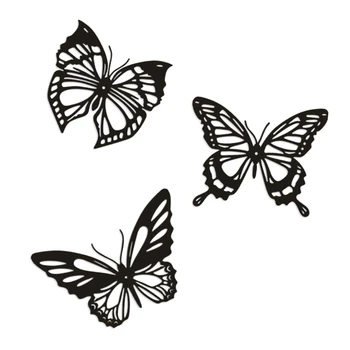 3ks Motýľ Kovových Stien Dekor Čierny Motýľ Kovové Nástenné Závesné Dekor Dom, Zrubové Home Office Spálňa Decor