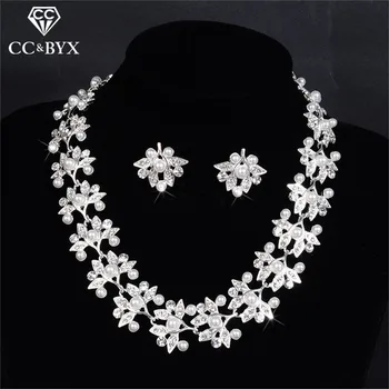 CC svadobné Šperky náhrdelník stud náušnice sady skvelý dizajn top crystal strany zapojenie príslušenstvo pre ženy D032