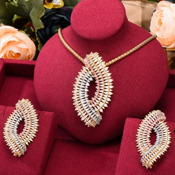 Móda Luxusný Náhrdelník Náušnice Šperky Set Dievča Nevesta Svadobné Zapojenie Strana Ukázať Nádherné Doplnky 2021