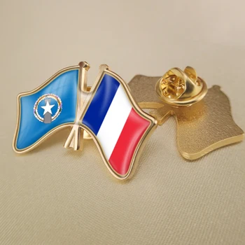 Northern Mariana Islands a Francúzsko Prešiel Dvakrát Priateľstvo Vlajky Preklopke Kolíky Brošňa Odznaky