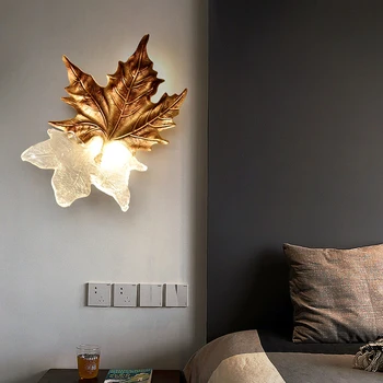 Nový návrhár javorový list-tvarované nástenné svietidlo presklené steny osvetlenie pre nočné stenu spálne zariadenie