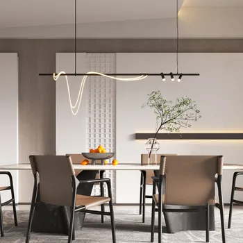 Nordic Dizajnér Dlho Typ LED Prívesok Svetlo Moderné Silikónové Visí Lampa Jedáleň Domova Líniové Svietidlá