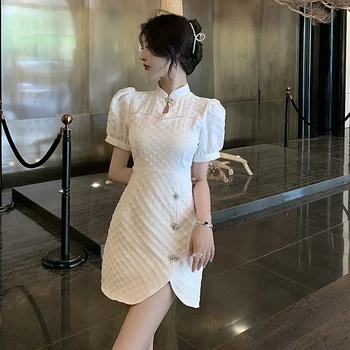 2023 čínsky lepšiu cheongsam francúzsky štýl lístkového rukáv duté dizajn, elegantné ženy sexy bodycon šaty, nočný klub retro qipao