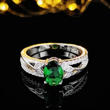 2023 Nový Príchod Luxusné Oválne Zelená Modrá Farba Zásnubný Prsteň pre Ženy Výročie Darček Šperky Veľkoobchod R6905
