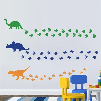 Kreatívne 4 Typy Stopy Dinosaurov DIY Vzor Wall Art Obtlačky Park Tému Deti Materských Samolepky na Stenu Miestnosti, Deti Domova