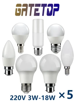 5 KS Factory podpora LED reflektor, žiarovka T lampa 220V 3W-18W vysokej lumen teplé biele svetlo je vhodné pre kuchynské štúdia wc