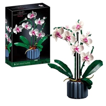 Moc Kyticu Orchideí, Stavebné Bloky, Kvet Succulents Črepníkové Tehly 10311 Romantická Súprava DIY Budovy Montáž Hračky pre Dievčatá Dary