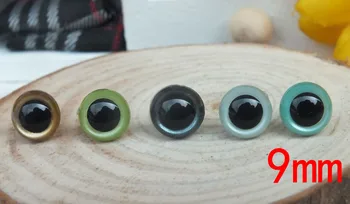 9 mm Ručne Maľované Pearl-tallic Bezpečnostné Plastové Oči S Kovovou Podložkou-5color Môžete Vybrať-100ks